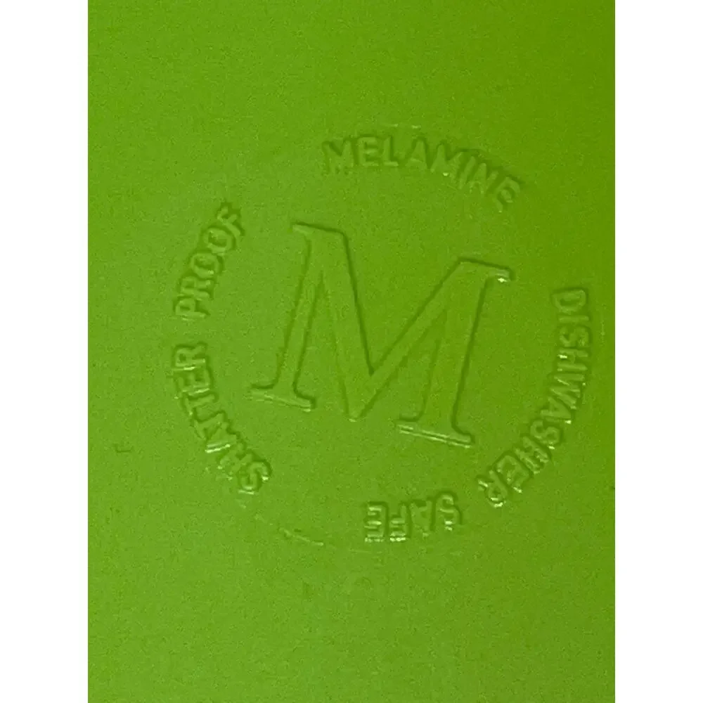 Set of 2 Melange Lime Green 11” Coupe Ribbed 100% Melamine Plates - Shatterproof